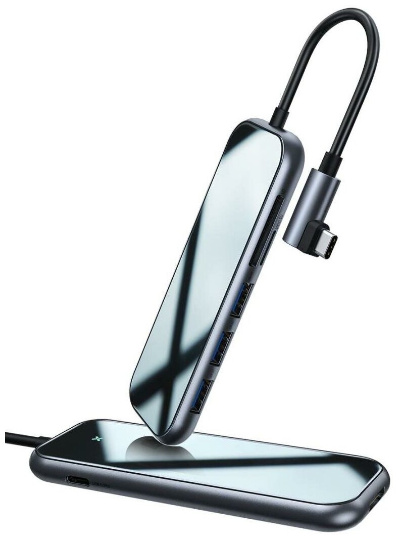 USB-C Док станция Baseus Multi-functional HUB Type-C to 3xUSB+HDMI+PD, темно-серый (CAHUB-BZ0G)